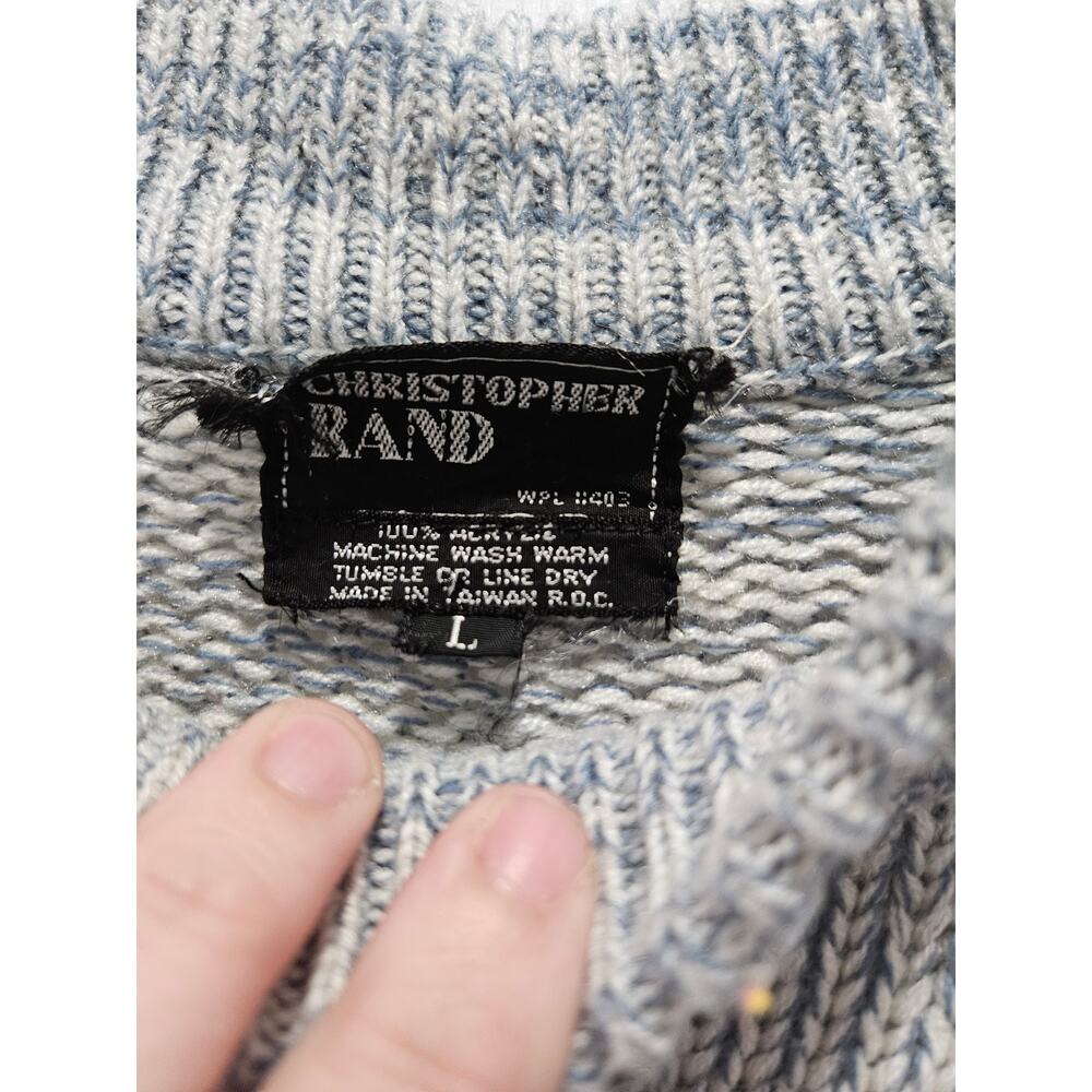 Vintage 90's Christopher Rand Acrylic Sweater Grandpa Grandpacore Size L - Picture 3 of 16